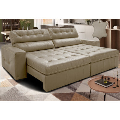 Sofá Retrátil e Reclinável 2,55m Cama inBox Big Fresh com SoftGel D40 Velupluma Bege