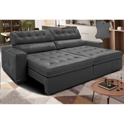 Sofá Retrátil e Reclinável 2,15m Cama inBox Big Fresh com SoftGel D40 Velupluma Cinza