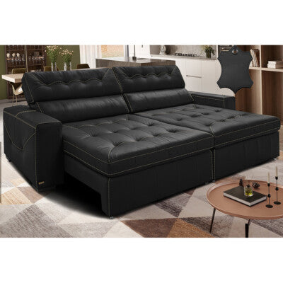 Sofá Retrátil e Reclinável 2,35m Cama inBox Big Fresh com SoftGel D40 Velupluma Preto