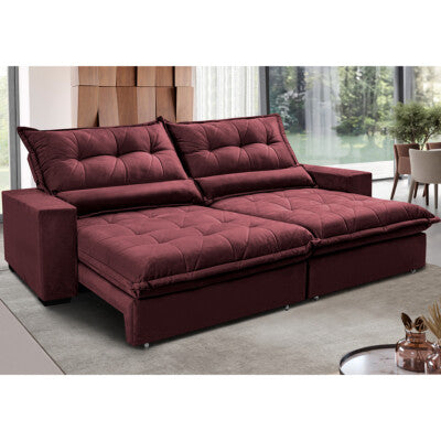 Sofá Baú Sem Caixa Retrátil 1,80m SoftGel Bonnie Boucle Marrom Cama inBox