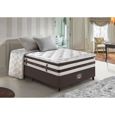 Cama Box Solteiro Colchão Pillow Top + Box 88x188x70 Molas Ensacadas Cama inBox Abstrato