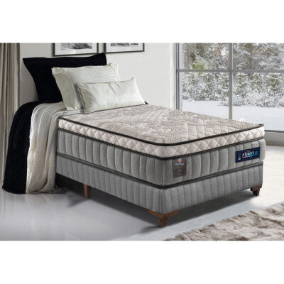 Cama Box Solteiro Colchão OrtoFirm + Box 88x188x67 One Face Espuma D33 Dourado