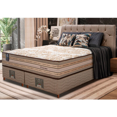 Cama Box King Colchão + Box 193x203 Molas Ensacadas Cama inBox Relax Pillow Café