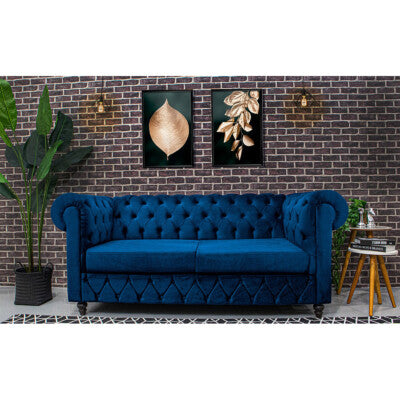 Sofá Retrátil e Reclinável com Molas Ensacadas Cama inBox Gold 3,12m Tecido Suede Velusoft Azul