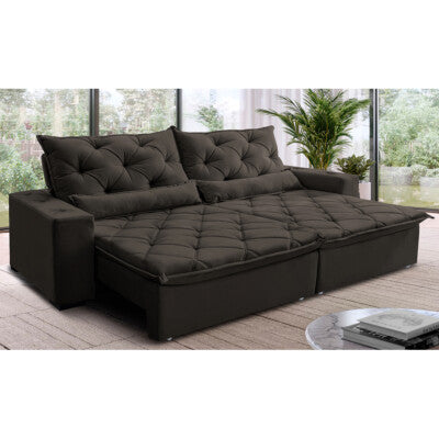 Sofá Retrátil e Reclinável com Molas Ensacadas Cama inBox Gold 2,72m Tecido Suede Velusoft Café