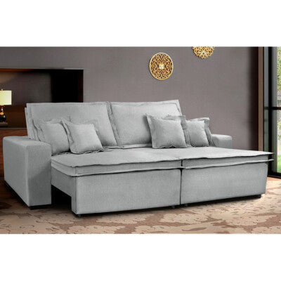 Sofá Retrátil e Reclinável com Molas Ensacadas Cama inBox Gold 3,12m Tecido Suede Velusoft Cinza