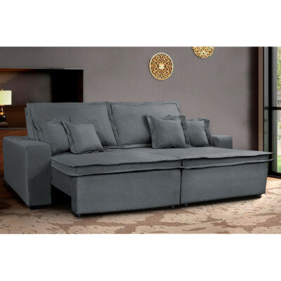 Sofá Retrátil e Reclinável com Molas Ensacadas Cama inBox Gold 3,12m Tecido Suede Velusoft Cinza