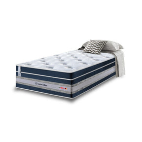 Colchão Solteiro de Molas Ensacadas D33 com Pillow TOP Cama inBox Select 88x188x32 Azul