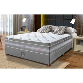 Cama Box Casal Colchão OrtoFirm + Box 138x188x71 Double Face Espuma D45 Cinza
