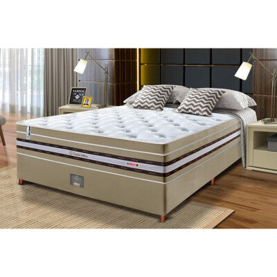 Cama Box Casal Colchão OrtoFirm Black + Box 138x188x71 Double Face Espuma D33 Preto