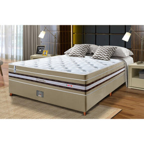 Cama Box Casal Colchão OrtoFirm + Box 138x188x67 One Face Espuma D33 Dourado