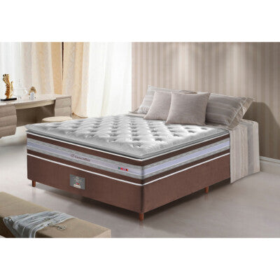 Cama Box Casal Colchão Euro Pillow + Box 138x188x60 Molas Ensacadas Cama inBox Frost ThermoGel Living