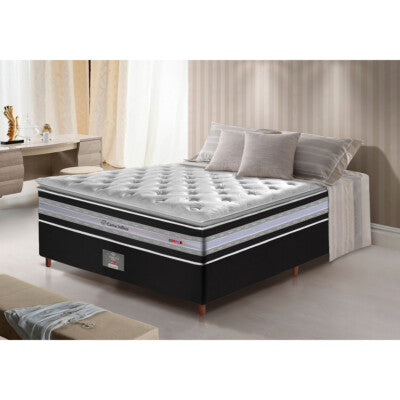Cama Box Casal Colchão Pillow Top + Box 138x188x70 Molas Ensacadas Cama inBox Abstrato