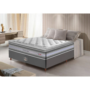 Cama Box Casal Colchão OrtoFirm + Box 138x188x71 Double Face Espuma D45 Cinza