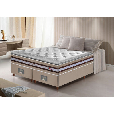 Cama Box King Colchão OrtoFirm + Box 193x203x71 Double Face Espuma D33 Dourado