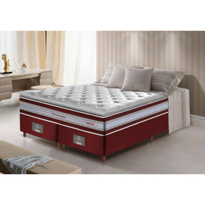 Cama Box King Colchão Euro Pillow + Box 193x203x70 Molas Ensacadas Cama inBox Supreme Confort Gel Living