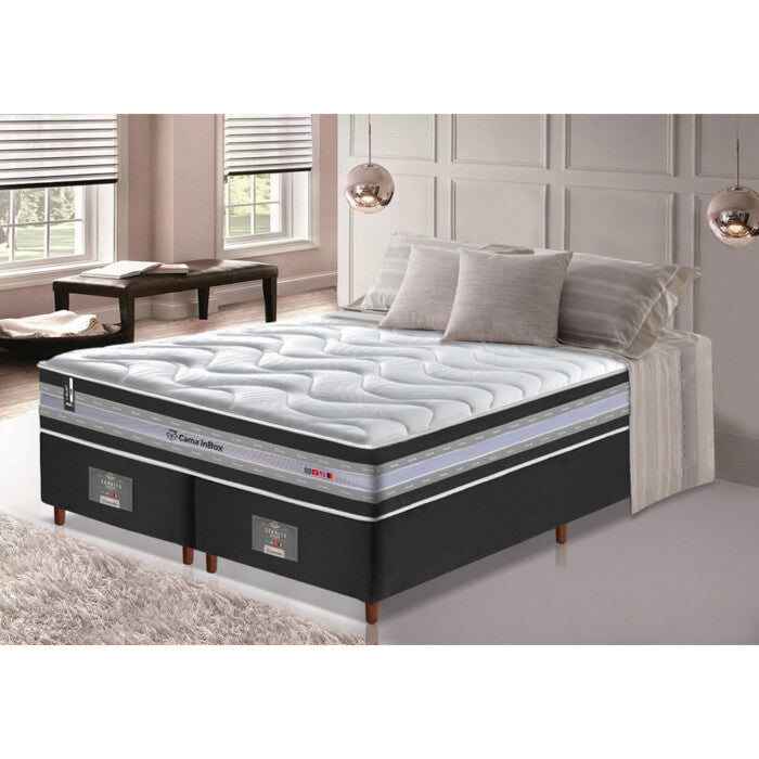 Conjunto Cama Box Queen de Molas Ensacadas D33 Cama inBox Select Firme 158x198x71 Preto
