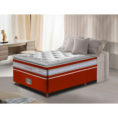 Colchão Casal de Molas Ensacadas D33 com Pillow TOP Cama inBox Select 138x188x32 Vinho