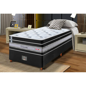 Cama Box Solteiro Colchão OrtoFirm Black + Box 88x188x67 One Face Espuma D33 Preto