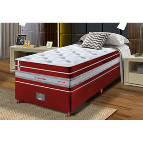 Conjunto Cama Box Solteiro de Molas Ensacadas D33 com Pillow TOP Cama inBox Select 88x188x71 Vinho