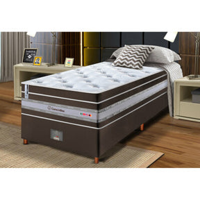 Cama Box Solteiro Colchão + Box 88x188 Molas Ensacadas Cama inBox Relax Pillow Café