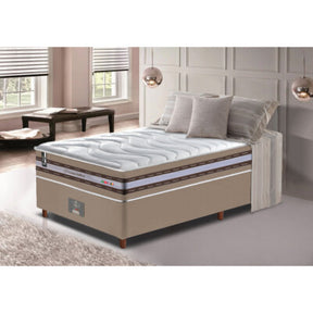 Cama Box Solteiro Colchão Euro Pillow + Box 88x188x60 Molas Ensacadas Cama inBox Frost ThermoGel Living