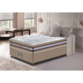 Conjunto Cama Box Solteiro de Molas Ensacadas D33 Cama inBox Select Firme 88x188x71 Bege