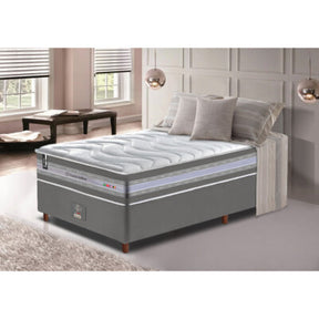 Conjunto Cama Box Solteiro de Molas Ensacadas D33 com Pillow TOP Cama inBox Select 88x188x71 Cinza