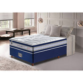 Conjunto Cama Box Solteiro de Molas Ensacadas D33 Cama inBox Select Firme 88x188x71 Azul