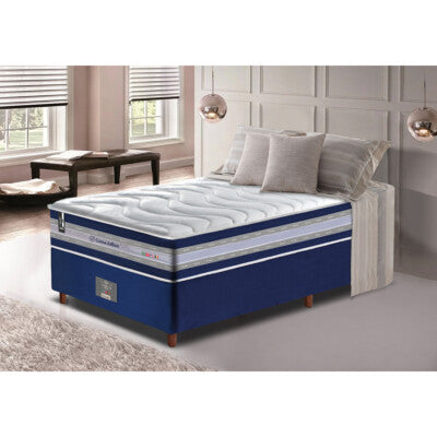 Conjunto Cama Box Solteiro de Molas Ensacadas D33 Cama inBox Select Firme 88x188x71 Café