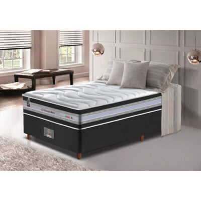 Conjunto Cama Box Solteiro de Molas Ensacadas D33 Cama inBox Select Firme 88x188x71 Cinza