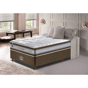 Cama Box Solteiro Colchão + Box 88x188 Molas Ensacadas Cama inBox Relax Pillow Café