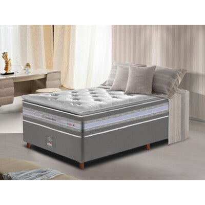 Cama Box Solteiro Colchão Euro Pillow + Box 88x188x70 Molas Ensacadas Cama inBox Frost ThermoGel