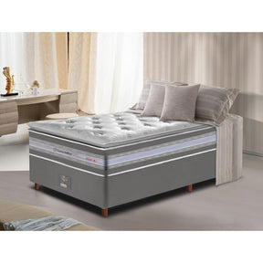 Conjunto Cama Box Solteiro de Molas Ensacadas D33 com Pillow TOP Cama inBox Select 88x188x71 Cinza