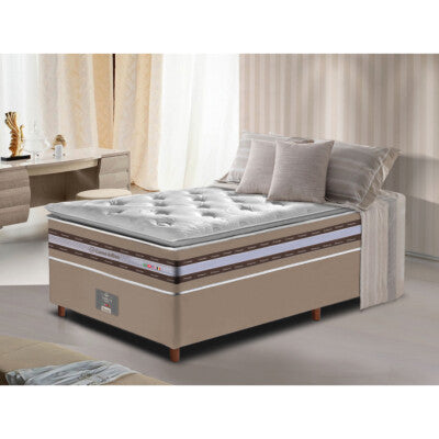 Cama Box Solteiro (Colchão + Box) 88x188x60 de Molas Ensacadas Cama inBox Smart Gold Bege