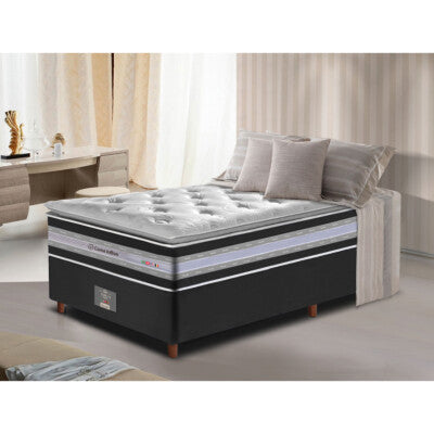 Cama Box Solteiro Colchão Euro Pillow + Box 88x188x70 Molas Ensacadas Cama inBox Supreme Confort Gel Living