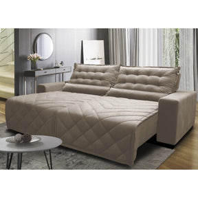 Sofá Retrátil e Reclinável com Molas Ensacadas Cama inBox Gold 2,72m Tecido Suede Velusoft Bege