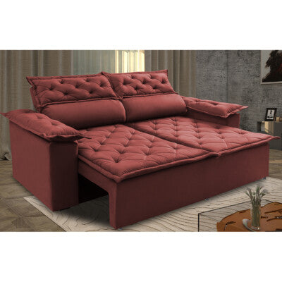 Sofá Sem Caixa Retrátil 1,80m SoftGel Luna Velusoft Vermelho Cama inBox