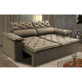 Sofá Sem Caixa Retrátil 1,80m SoftGel Celeste Velusoft Castor Cama inBox