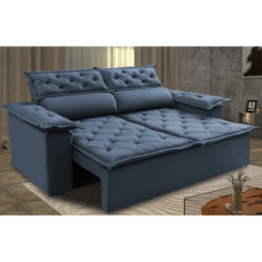 Sofá Sem Caixa Retrátil 1,80m SoftGel Celeste Velusoft Azul Cama inBox