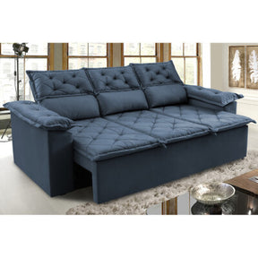 Sofá Sem Caixa Retrátil 2,00m SoftGel Luna Velusoft Azul Cama inBox