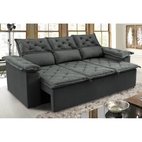 Sofá 3 Lugares Retrátil e Reclinável Cama inBox Senses 2,00m Velusoft Cinza
