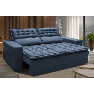 Sofá Sem Caixa Retrátil 1,80m SoftGel Celeste Velusoft Azul Cama inBox