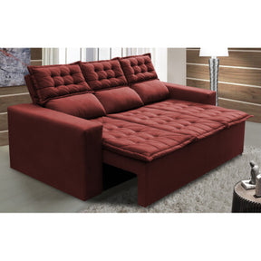 Sofá Sem Caixa Retrátil 2,00m SoftGel Luna Velusoft Vermelho Cama inBox