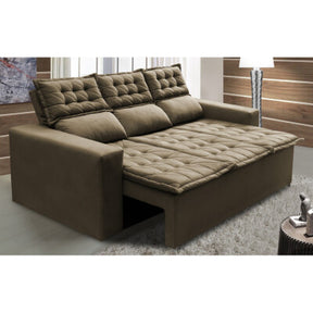 Sofá Baú Sem Caixa Retrátil 2,00m SoftGel Petit Boucle Caramelo Cama inBox