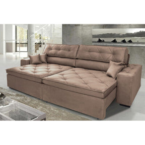 Sofá Baú Sem Caixa Retrátil 1,80m SoftGel Bonnie Boucle Marrom Cama inBox