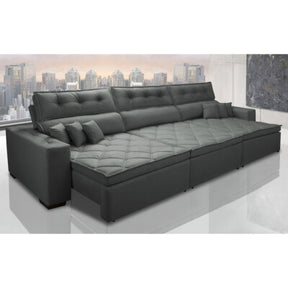 Sofá Retrátil e Reclinável com Molas Ensacadas Cama inBox Master 3,22m Tecido Suede Cinza