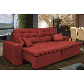 Sofá Retrátil e Reclinável 2,00m Molas Ensacadas e Costura Tripla Cama inBox Nobre Suede Vermelho