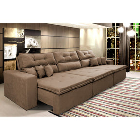 Sofá Baú Sem Caixa Retrátil 1,80m SoftGel Bonnie Boucle Marrom Cama inBox
