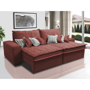 Sofá Retrátil e Reclinável com Molas Ensacadas Cama inBox Gold 2,52m Tecido Suede Velusoft Vermelho